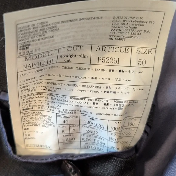 Suitsupply Napoli Straight Slim Jacket Zignone Super 110's Wool Size 50 US 40 - Picture 7 of 9